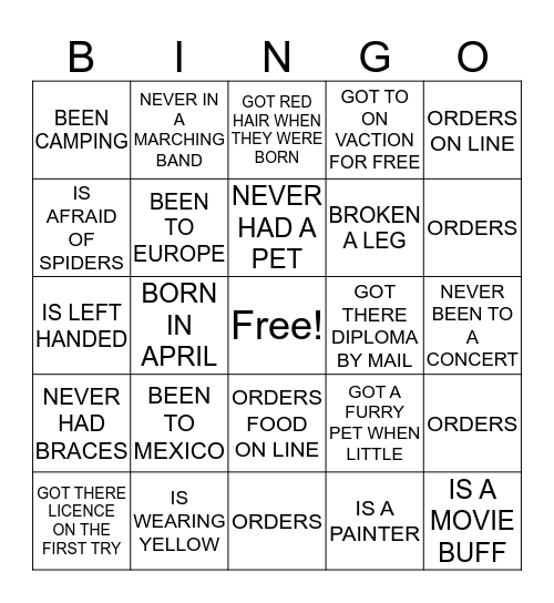 ICEBREAKER BINGO  Bingo Card