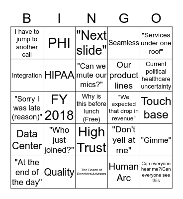 Meeting Bingo Card