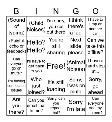 Conference Call Bingo Card