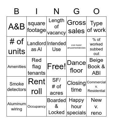 Class of Business BINGO Card