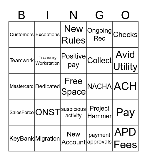 TREASURY ROCKS!!  Bingo Card