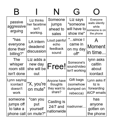 Conference Call Bingo Card