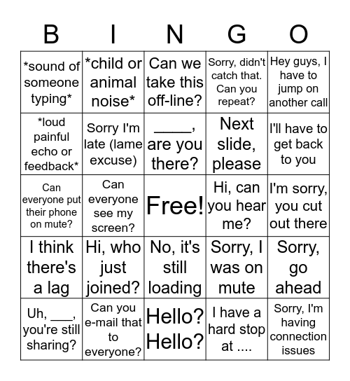 Conference Call BINGO Card