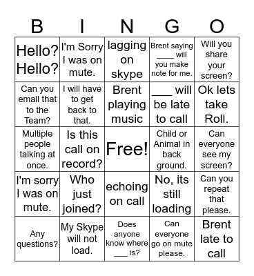 NPWT CONFERENCE CALL BINGO Card