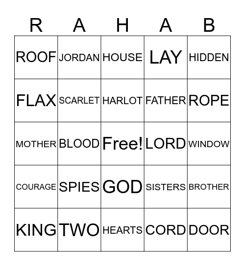 RAHAB Bingo Card