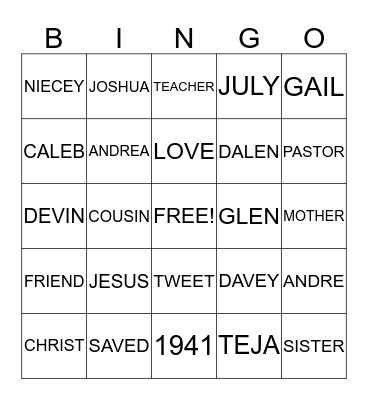 GERI'S BIRTHDAY Bingo Card