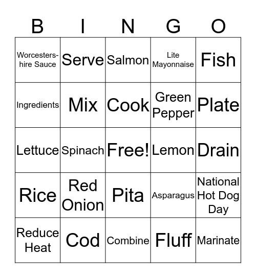 HIS & HER'S COOKING DEMO Bingo Card