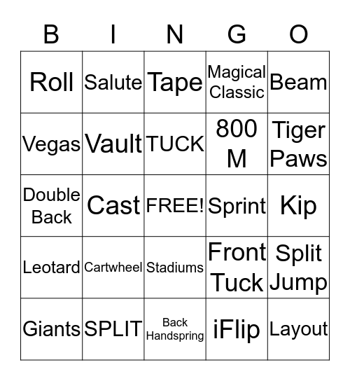 Gymnastics  Bingo Card