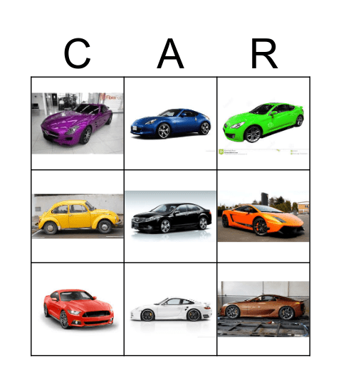 Color Cars Bingo Card