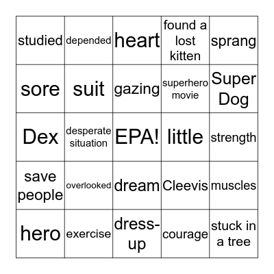 Hero Bingo Card