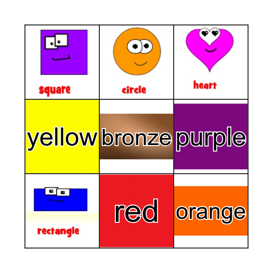 Shapes and Colours Bingo Card
