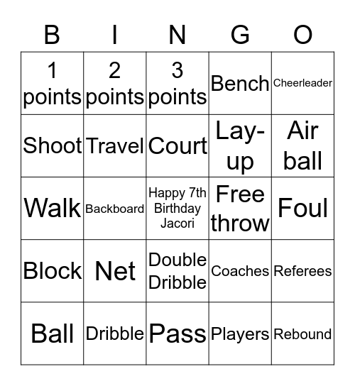 BASKETBALL Bingo Card