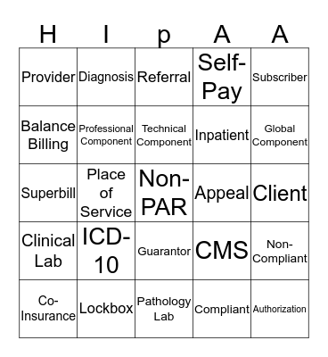 MEDICAL BILLING BINGO Card