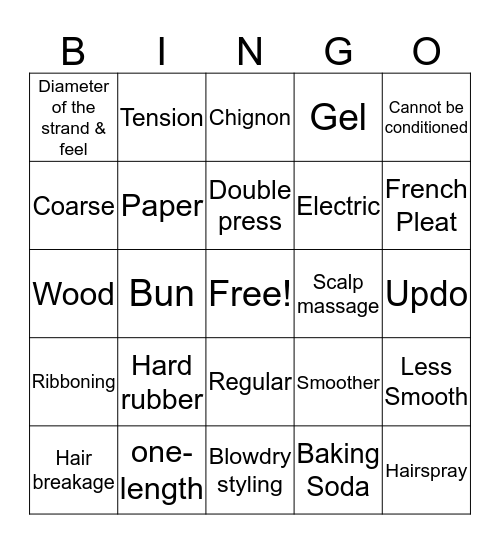 Ch. 17 Hairstyling pt. 2 Bingo Card