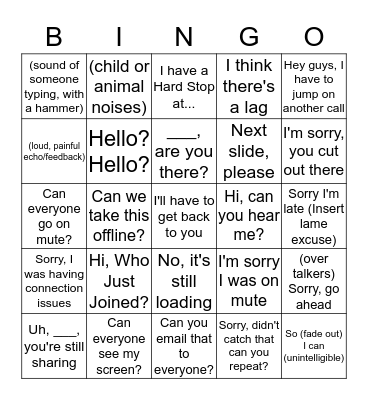 Conference Call Bingo Card