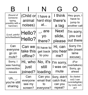 Conference Call Bingo Card