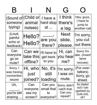 Conference Call Bingo! Bingo Card