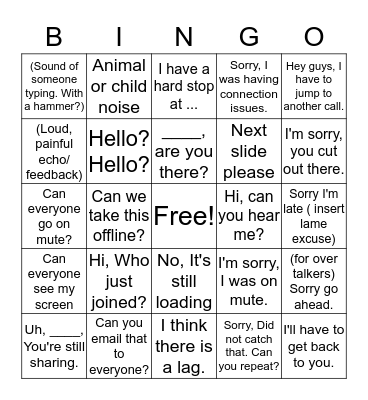 Conference Call Bingo Card