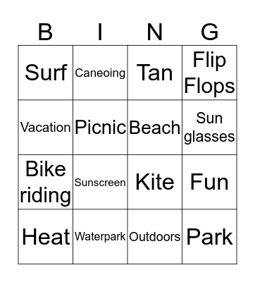 Summer Bingo Card