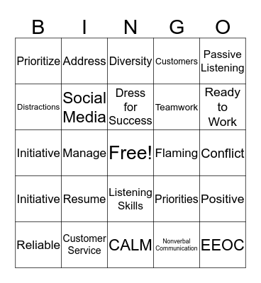 SOFT SKILLS Bingo Card