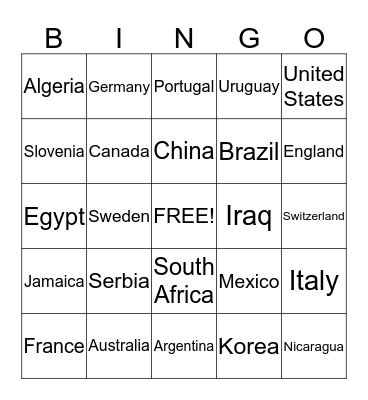 FIFA BINGO Card