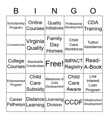 VDSS Professional Development Resources Bingo Card