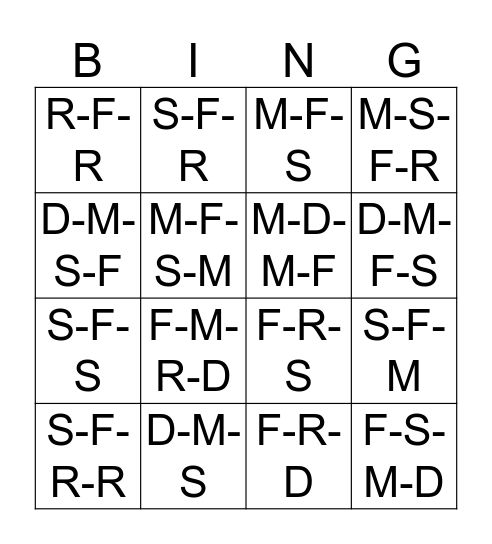 Unit 11 Bingo Card