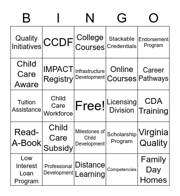 VDSS Professional Development Resources Bingo Card