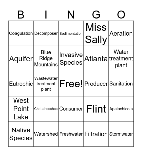 ENVIRONMENTAL BINGO Card