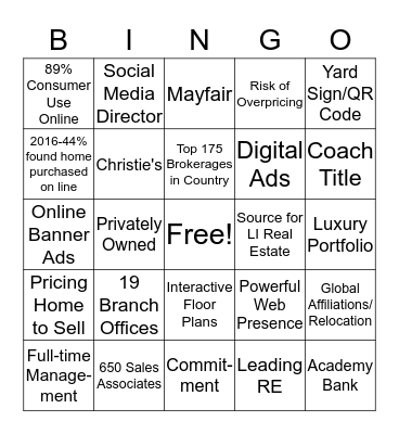 Coach Presentation Bingo Card