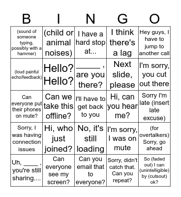 CONFERENCE CALL BINGO Card