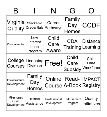 VDSS Professional Development Resources Bingo Card