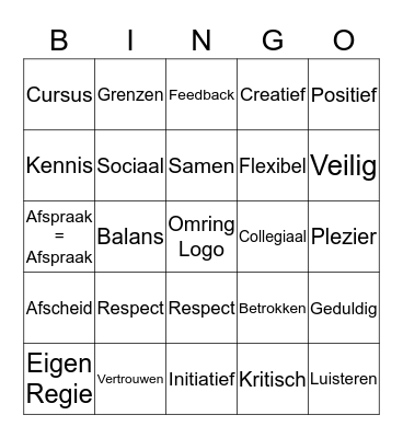 Omring Vrijwilligers Bingo Card