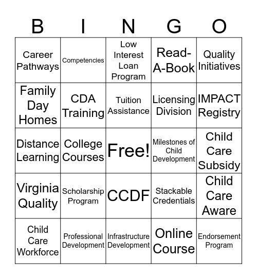 VDSS Professional Development Resources Bingo Card