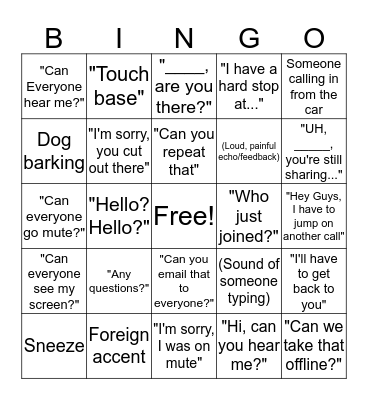 Conference Call Bingo Card