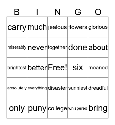 Chrysanthemum and Arthur Bingo Card