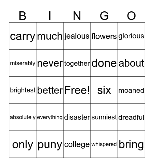 Chrysanthemum and Arthur Bingo Card