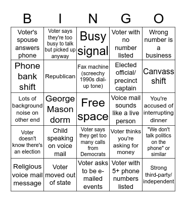 Call Time Bingo Card