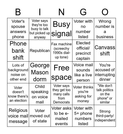 Call Time Bingo Card