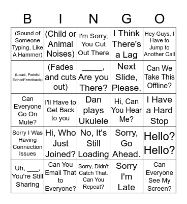 Conference Call Bingo Card