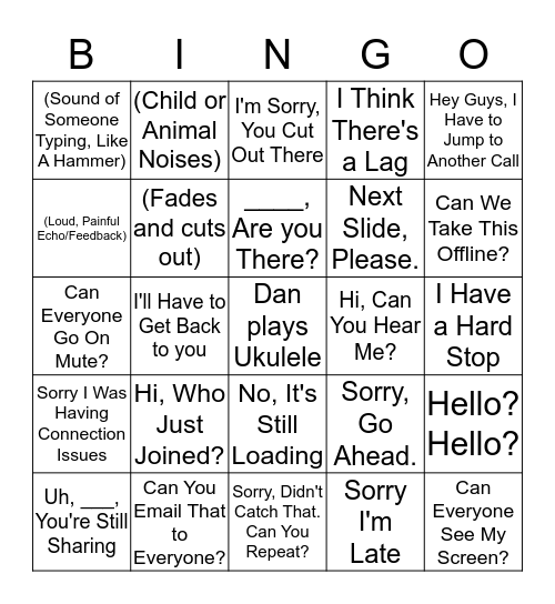 Conference Call Bingo Card