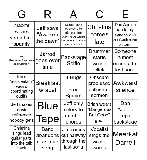 Creative Arts Bingo Card