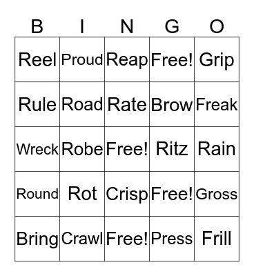 /R/ BINGO Card