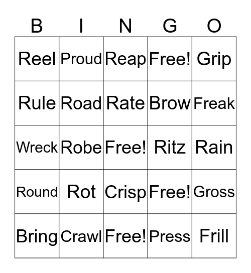 /R/ BINGO Card