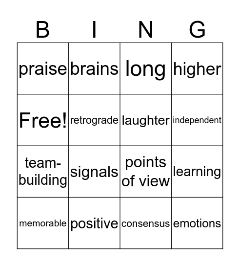 Principle 4: Emotion Bingo Card