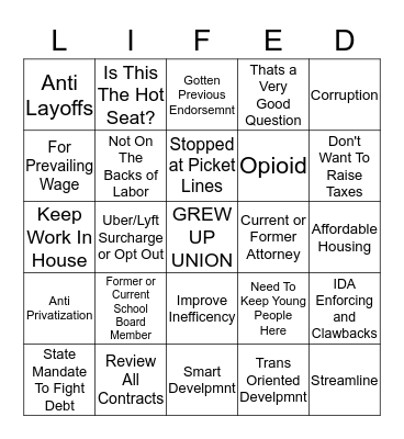 LI FED INTERVIEWS 2017 Bingo Card