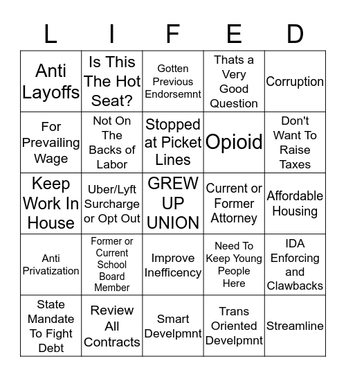 LI FED INTERVIEWS 2017 Bingo Card