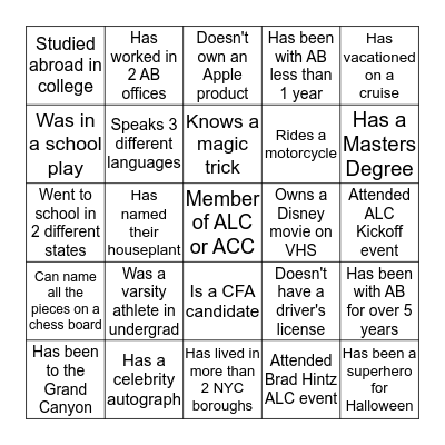 ALC Summer Cruise BINGO! Bingo Card