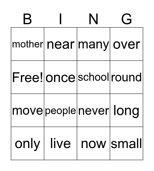 SIGHT WORDS #7 Bingo Card
