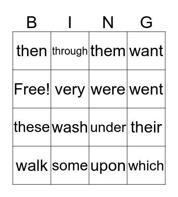 SIGHT WORDS #8 Bingo Card